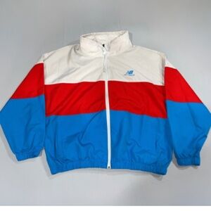 New Balance RUN BOSTON Windbreaker Jacket Women sz M NWT Red/White/Blue  [H-2]